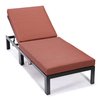 Leisuremod Chelsea Modern Outdoor Chaise Lounge Chair With Orange Cushions CLBL-77OR